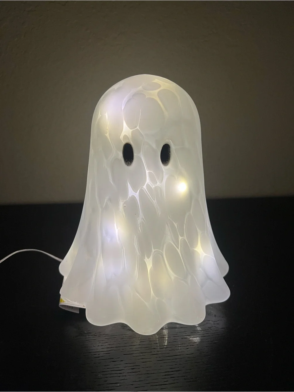 NEW 9” Frosted White Tortoise Glass Light Up Ghost Decor